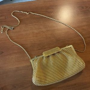 Gold beaded clutch/ cross body bag